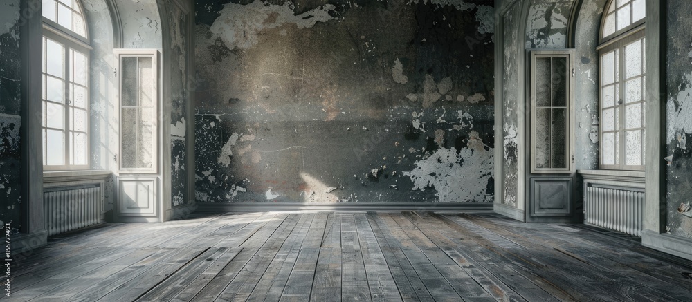 Poster empty room after repair. with copy space image. Place for adding text or design