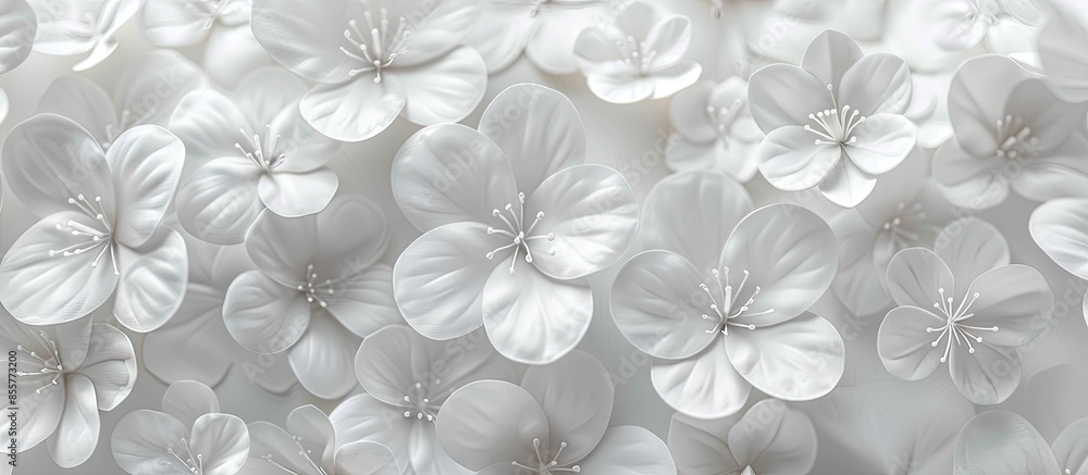 Aufkleber white flowers pastel background texture flowers. with copy space image. place for adding text or des