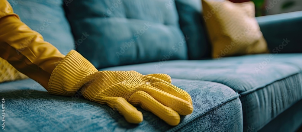 Aufkleber The picture shows cleaning the sofa. with copy space image. Place for adding text or design