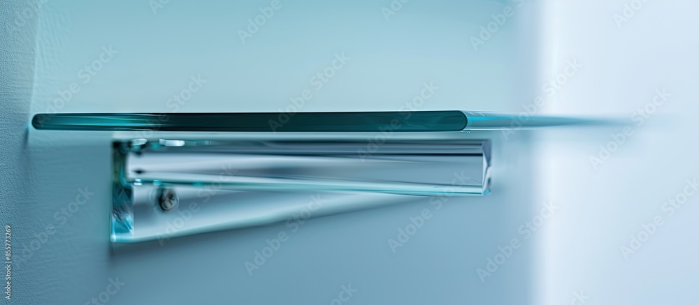 Poster glass shelf metal holder detail. with copy space image. place for adding text or design