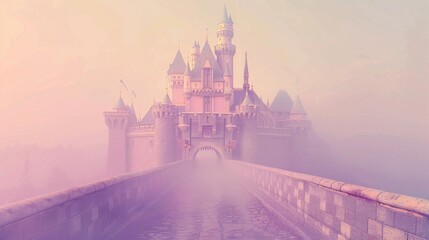 Obraz premium A castle with a long stone bridge leading