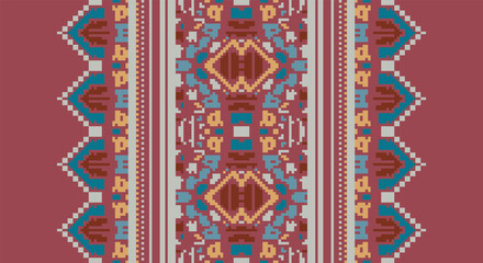 Ethnic Style Vector Seamless Pattern. Pixel Unique Geometric Vector Swatch. Ikat Perfect for Screen Background.