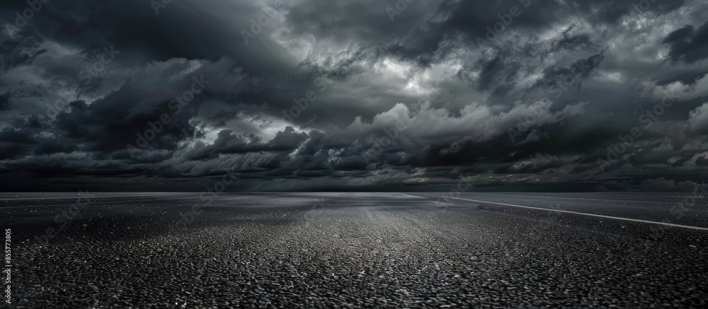 Aufkleber asphalt road and sky dark cloud background. copy space image. place for adding text or design