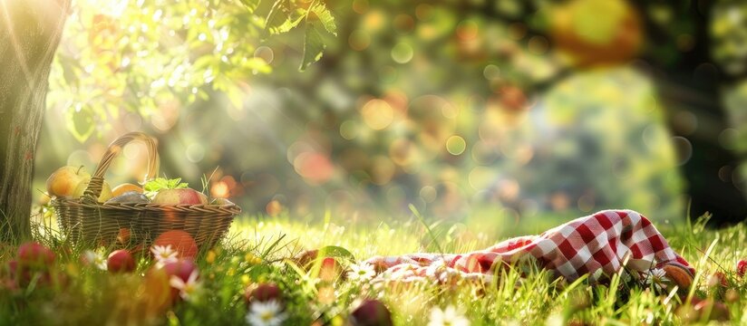 Picnic scene in the park. with copy space image. Place for adding text or design - Powered by Adobe