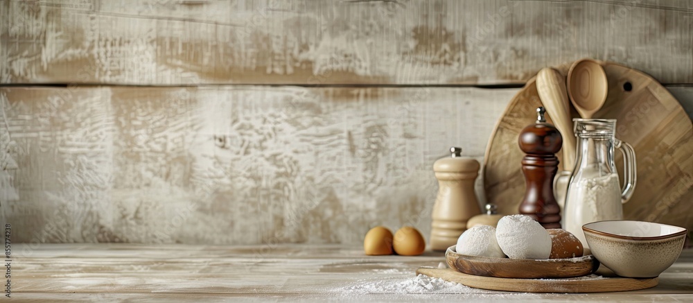 Leinwandbilder Table with products for food making. with copy space image. Place for adding text or design