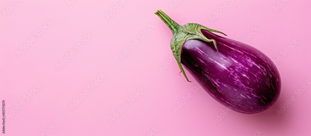Leinwandbilder eggplant isolated on pastel background isolated eggplant. with copy space image. place for adding te