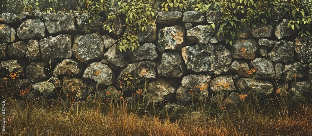 Poster Wild stone wall. with copy space image. Place for adding text or design