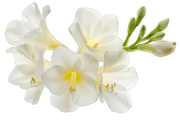 Naklejka premium Delicate White Freesia Flowers isolated on transparent background png