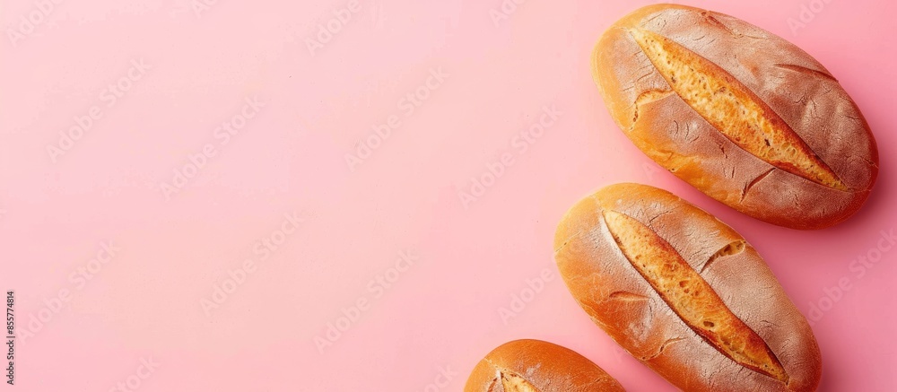 Poster bread isolated on a pastel background. bakery concept. with copy space image. place for adding text 