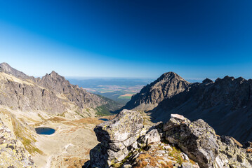 Velka Studena dolina valley with lakes and mountain peaks above in High Tatras mountains in Slovakia © honza28683