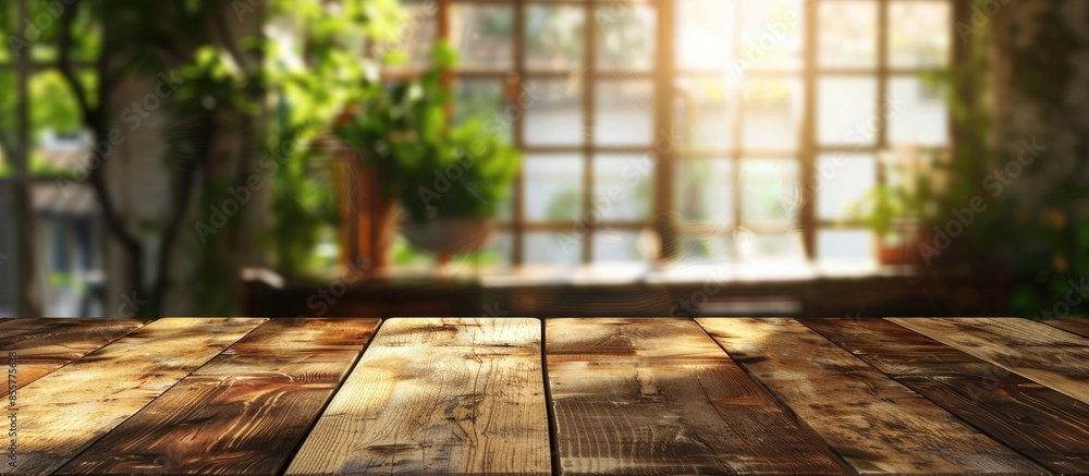 Aufkleber Table Top And Blur Interior of Background. with copy space image. Place for adding text or design