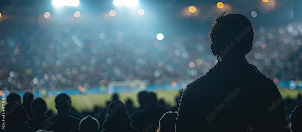 Aufkleber stadium with fans the night before the match. Copy space image. Place for adding text or design