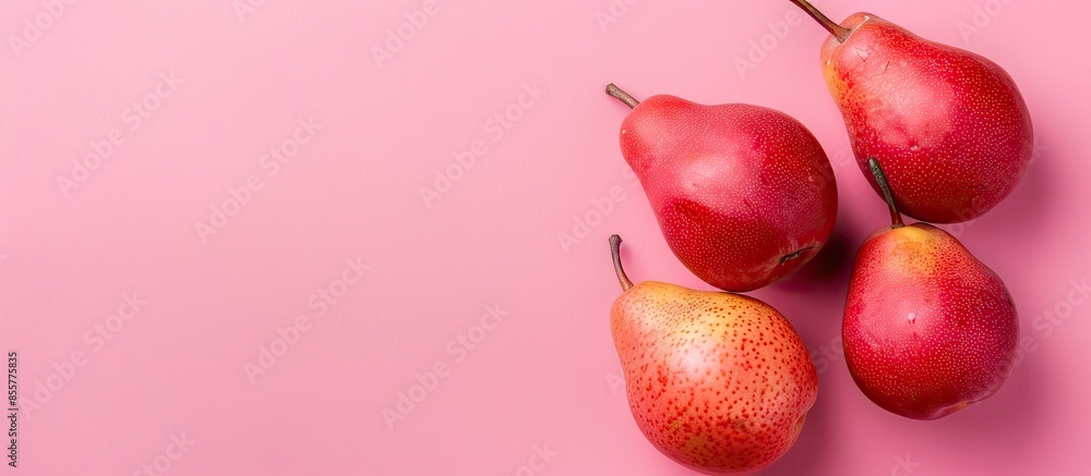 Leinwandbilder Red pears pastel background  Food  Summer  Isolated. with copy space image. Place for adding text or design