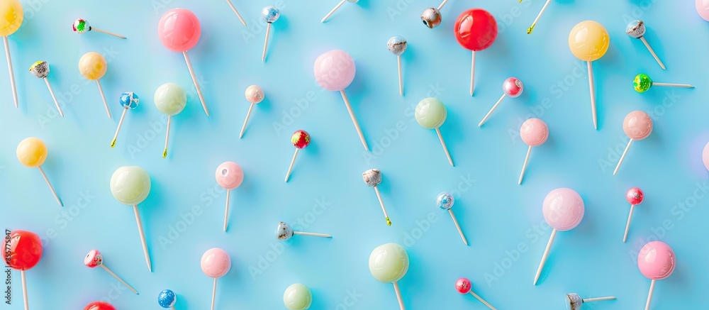 Poster Colored pins pastel background  Abstract  Design  Isolated. with copy space image. Place for adding text or design