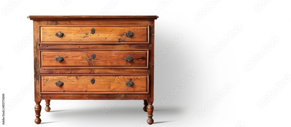 Poster chest of drawers isolated on white. with copy space image. Place for adding text or design