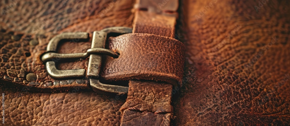 Poster closeup of leather buckle pastel background abstract. with copy space image. place for adding text o