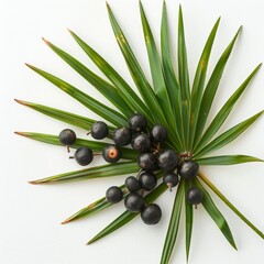 High-quality, clean product image of saw palmetto berries on a white background