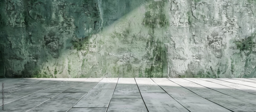 Poster green blank concrete wall at home . closeup photo. selective focus. with copy space image. place for