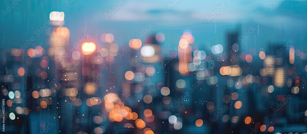 Poster blurred image of metropolis, homes, buildings, apartments and bokeh from lens melting for wallpaper,