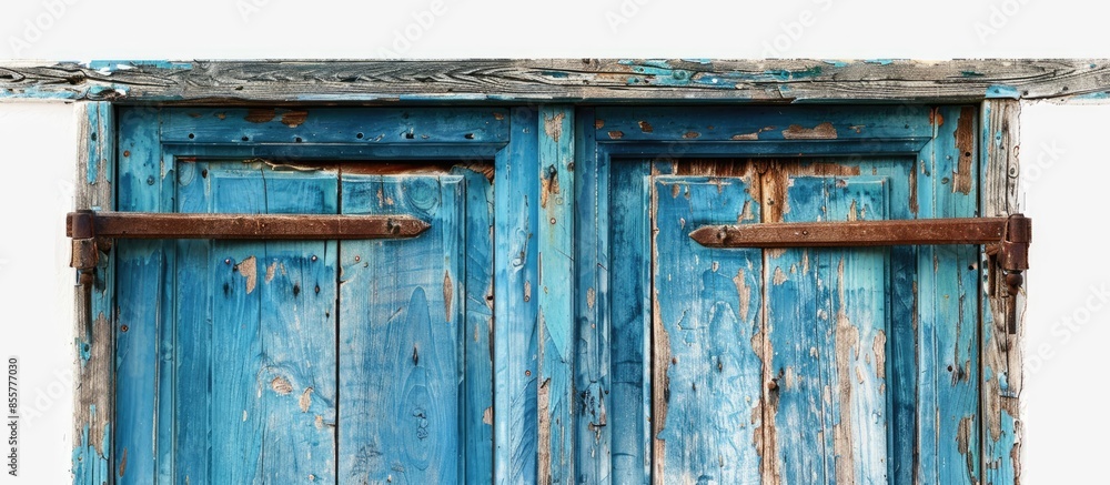 Aufkleber vintage blue wooden door frame isolated on a white background. with copy space image. place for addi