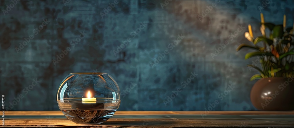 Poster candle and glass. with copy space image. place for adding text or design