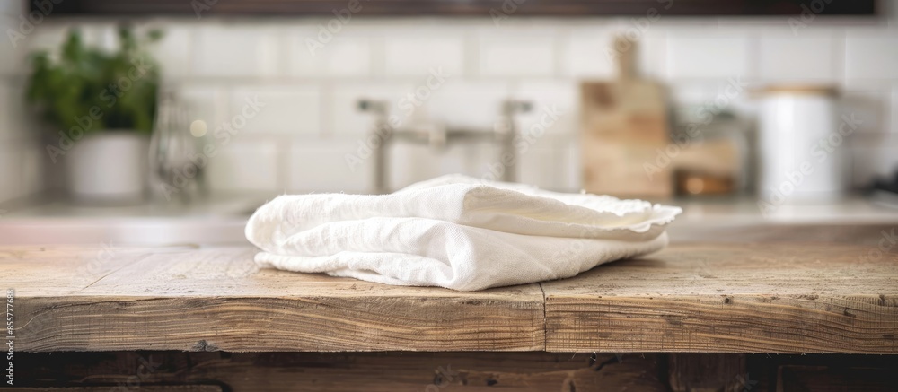 Poster napkin in kitchen . with copy space image. place for adding text or design