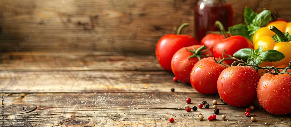 Poster fresh ripe vegetables on wooden background. with copy space image. place for adding text or design