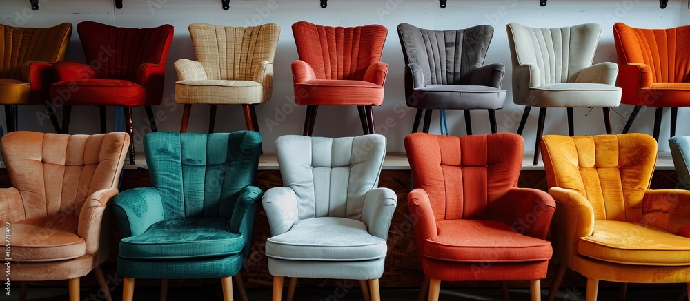 Poster A big collection of chairs. with copy space image. Place for adding text or design