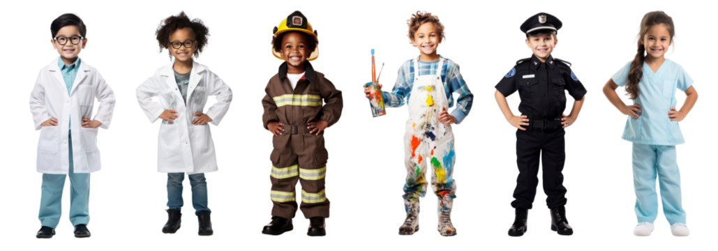 PNG Kid in various occupation outfit  cut out element set