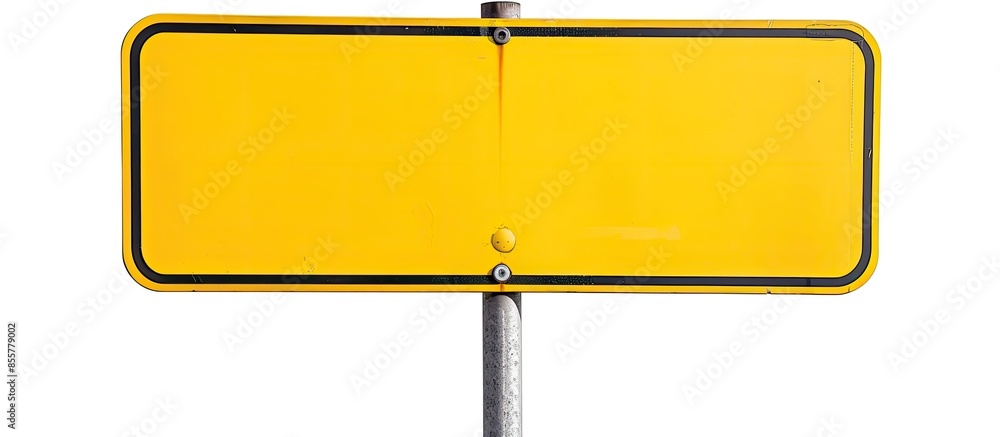 Poster Blank yellow road sign or Empty traffic signs isolated on white background. Copy space image. Place for adding text or design