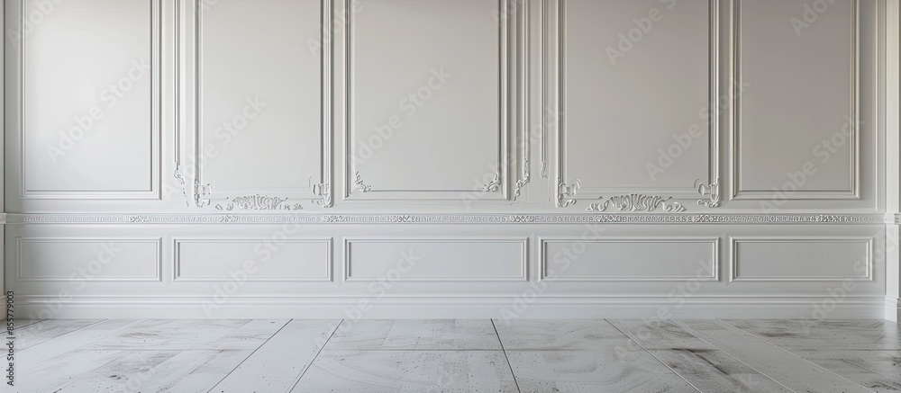 Aufkleber white panel wall style modern decorative design interior and old new objects, empty space. with copy space image. Place for adding text or design