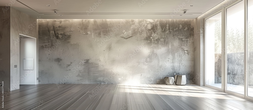 Poster interior of the apartment without decoration.fine finish walls. with copy space image. Place for adding text or design