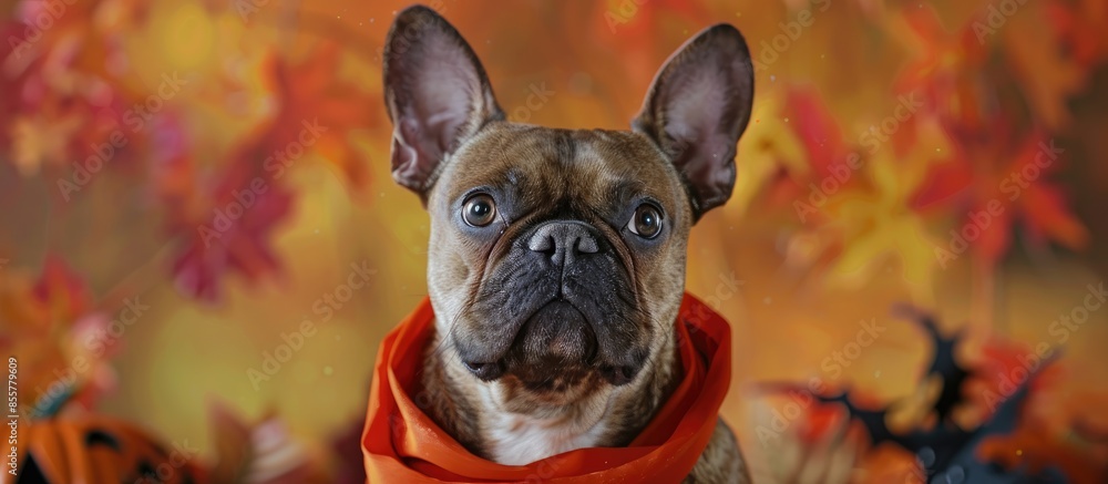 Aufkleber funny dog ready for halloween. Copy space image. Place for adding text or design