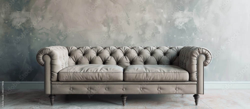 Poster modern wall chester sofa interior. with copy space image. Place for adding text or design