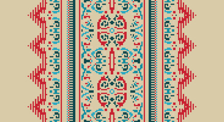 Ethnic Style Vector Seamless Pattern. Pixel Unique Geometric Vector Swatch. Ikat Perfect for Screen Background.