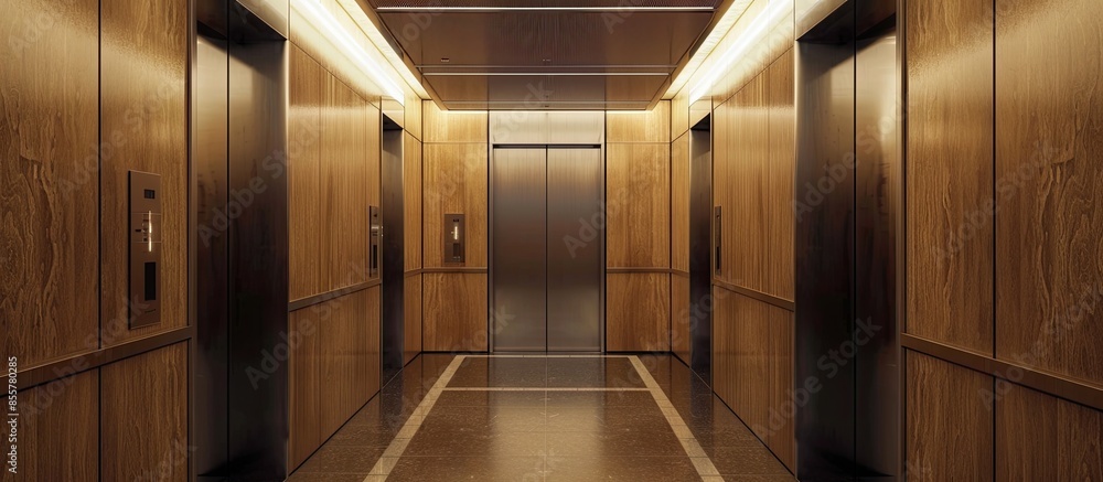 Aufkleber view from inside the elevator. with copy space image. place for adding text or design