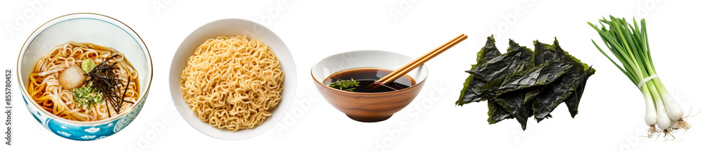 Sticker Photo of ramen ’s ingredients png cut out element set