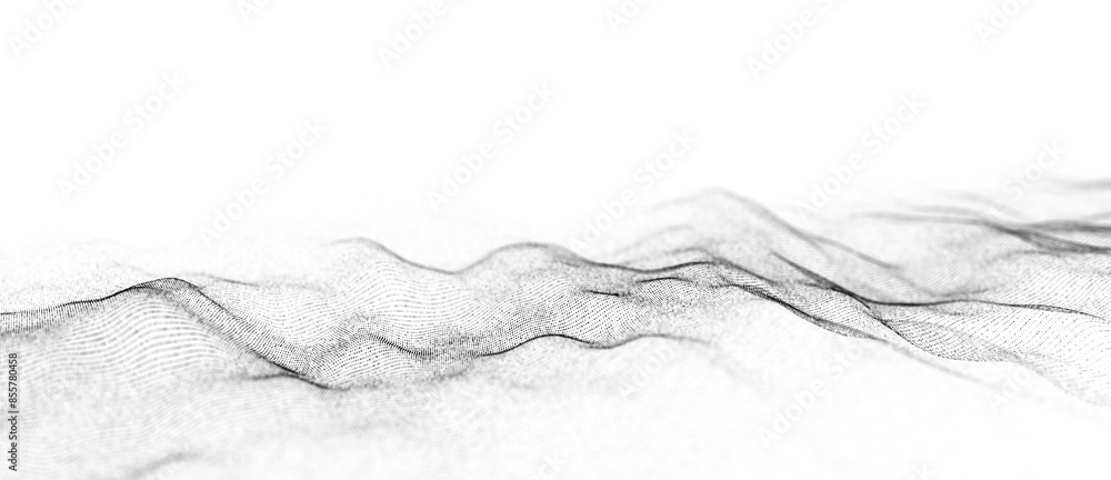 Aufkleber Technology white wave of particles. Big data visualization. Analytics representation. Digital background. 3d rendering.