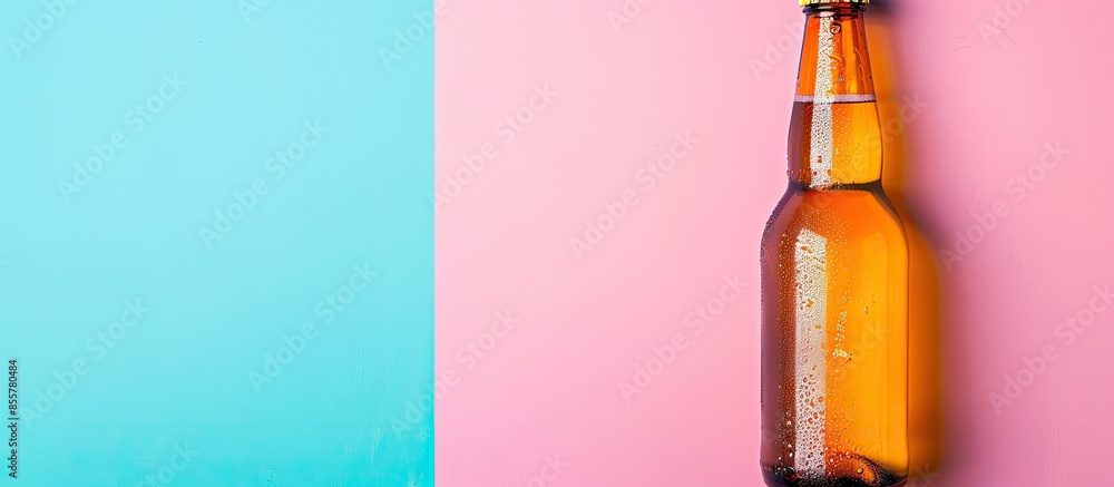 Aufkleber beer bottle isolated on pastel background food isolated. with copy space image. place for adding tex