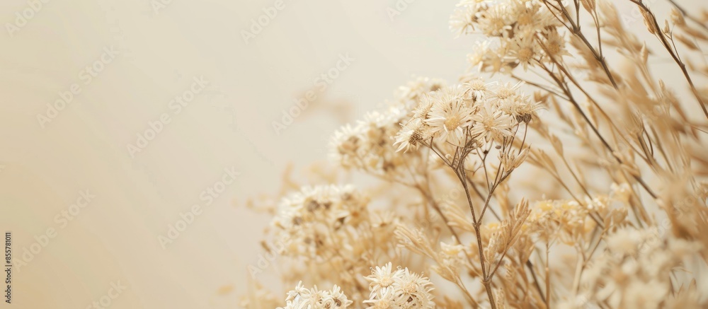 Aufkleber Group of dried flower ,vintage and art style,warm light tone. with copy space image. Place for adding text or design