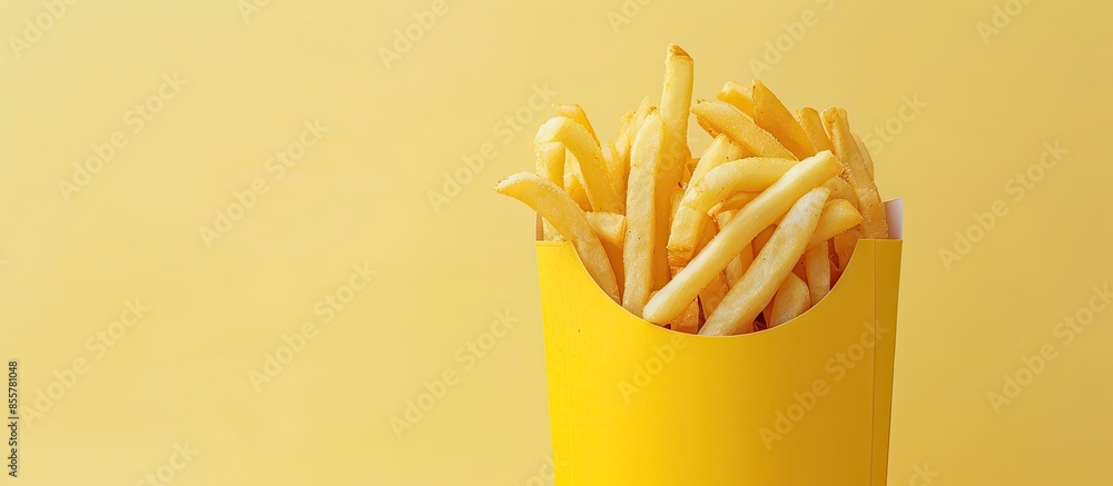 Aufkleber french fries on pastel background food isolated pastel. with copy space image. place for adding text