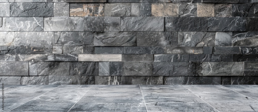 Poster Stone tile design of modern wall. with copy space image. Place for adding text or design