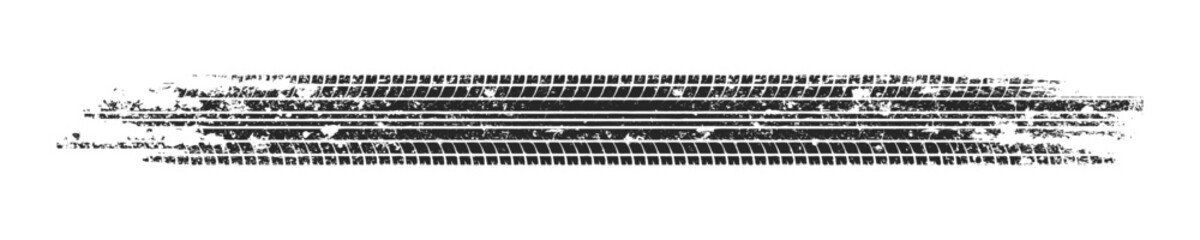 Grunge tire track, wheel braking marks. Truck, car or motorcycle tread pattern silhouette. Auto race, motorsport, speed racing design element. Vector illustration © 32 pixels