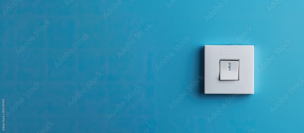 Aufkleber Modern light switch on a blue wall. with copy space image. Place for adding text or design