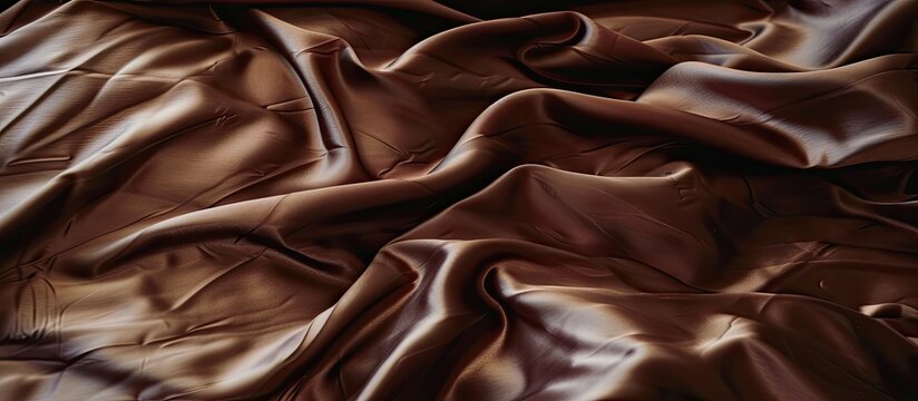 brown satin sheets on bed. with copy space image. Place for adding text or design