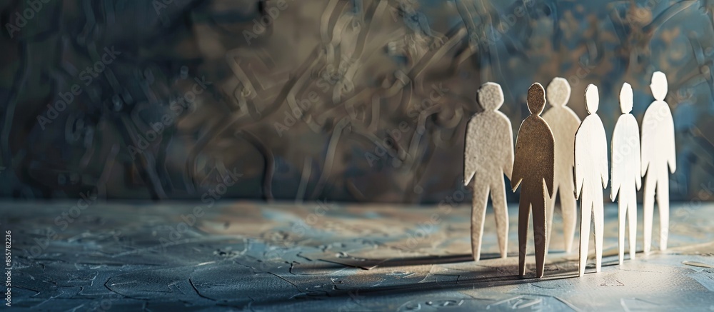 Poster crowdfunding concept. paper cut out human figures. copy space image. place for adding text or design