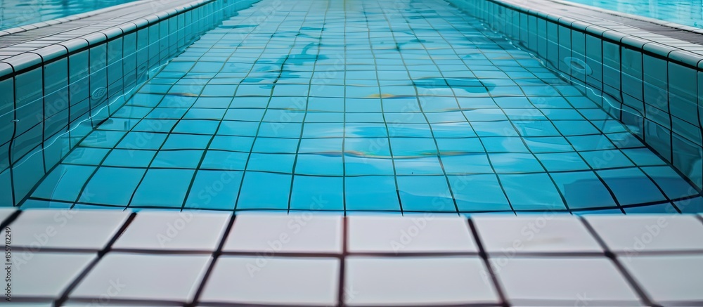 Poster The swimming pool is under tiling maintenance. Copy space image. Place for adding text or design