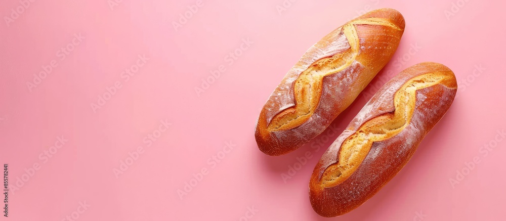 Fototapete bread isolated on a pastel background. bakery concept. with copy space image. Place for adding text or design