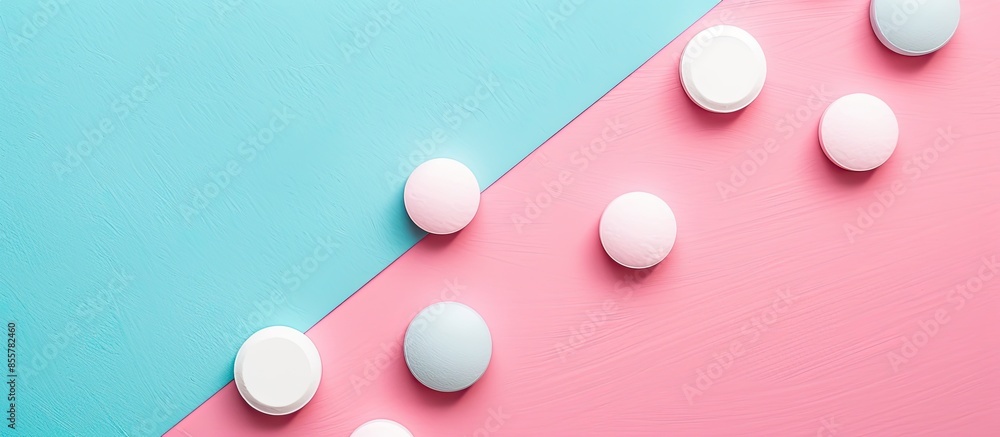 Poster pills Isolated on pastel background Medical   Isolated. with copy space image. Place for adding text or design