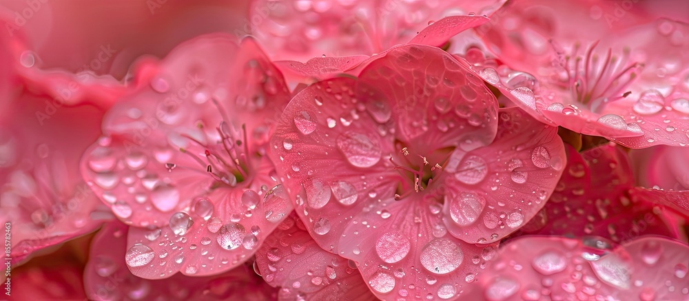 Aufkleber pink flowers with drops. with copy space image. place for adding text or design